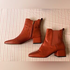 Franco Sarto Burnt Orange Leather Ankle Boots
